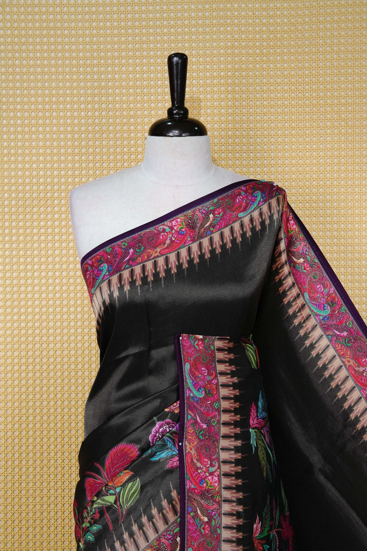 Black Colour Pashmina Saree