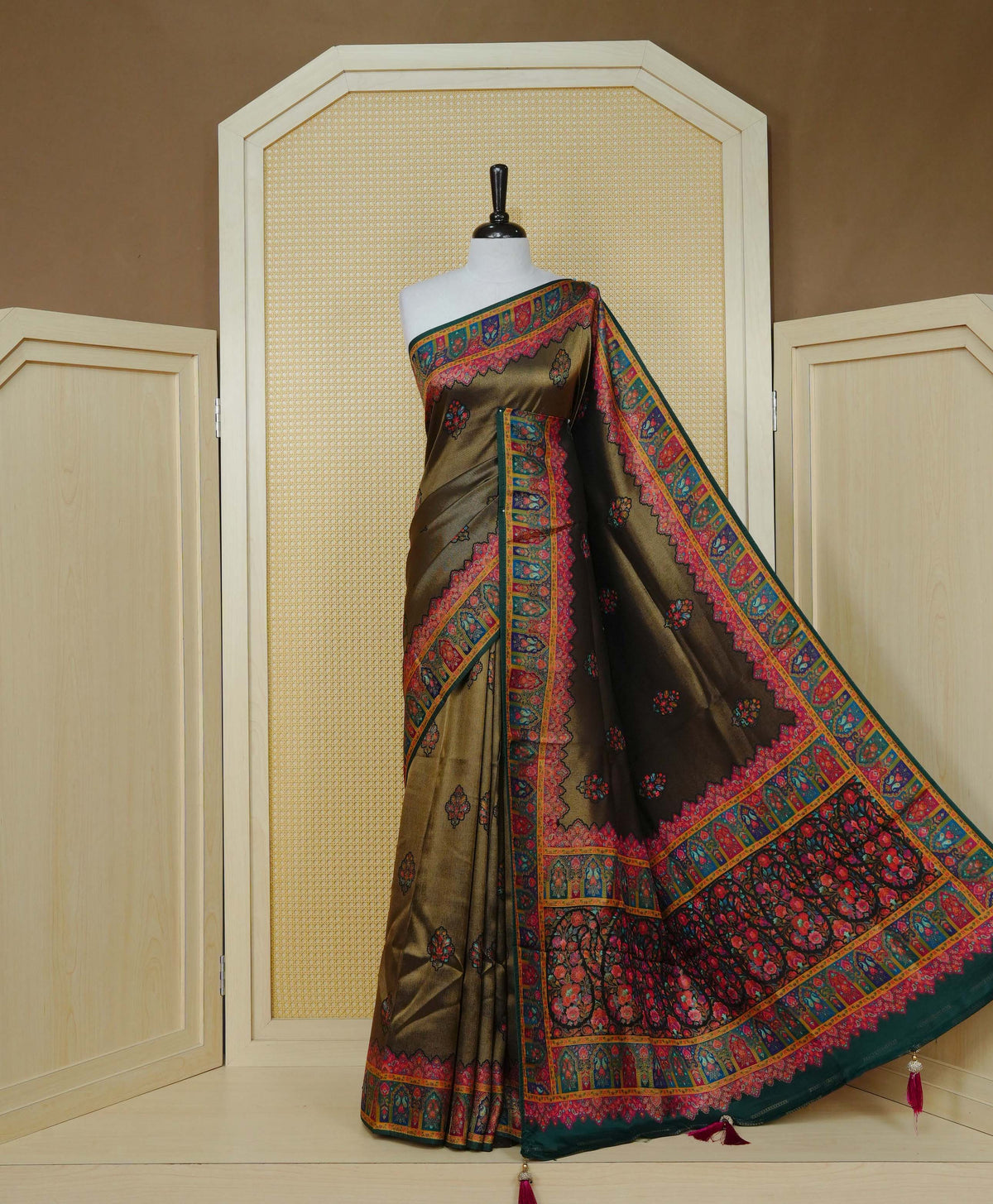 Antique gold Colour Pashmina Saree