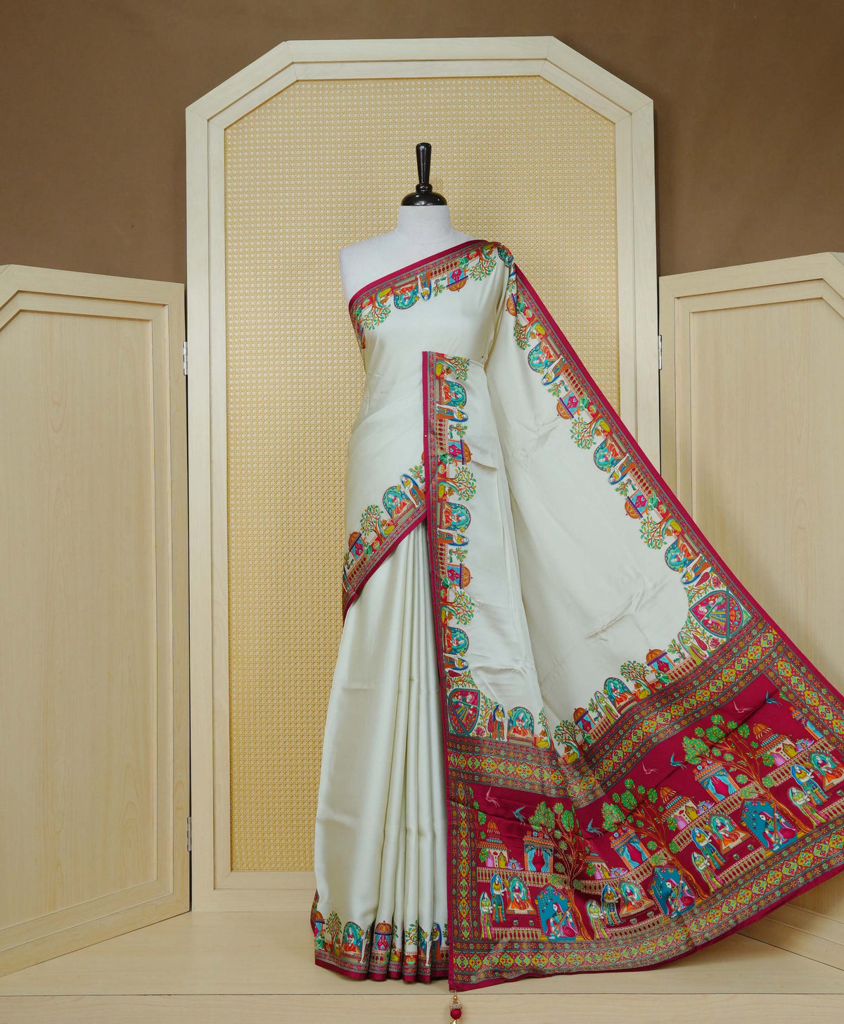 Cream Colour Pashmina Saree