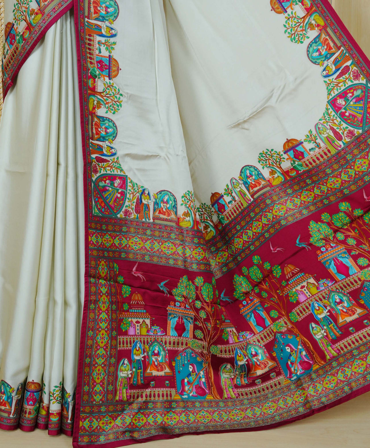 Cream Colour Pashmina Saree