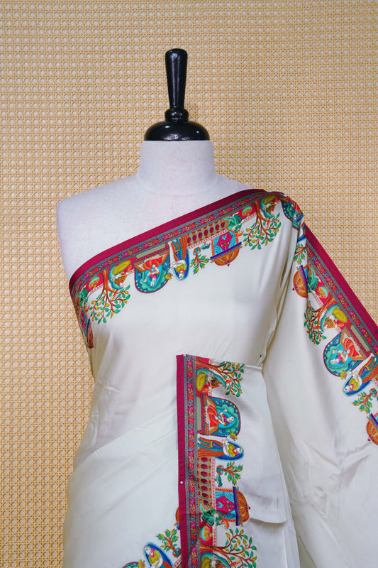 Cream Colour Pashmina Saree