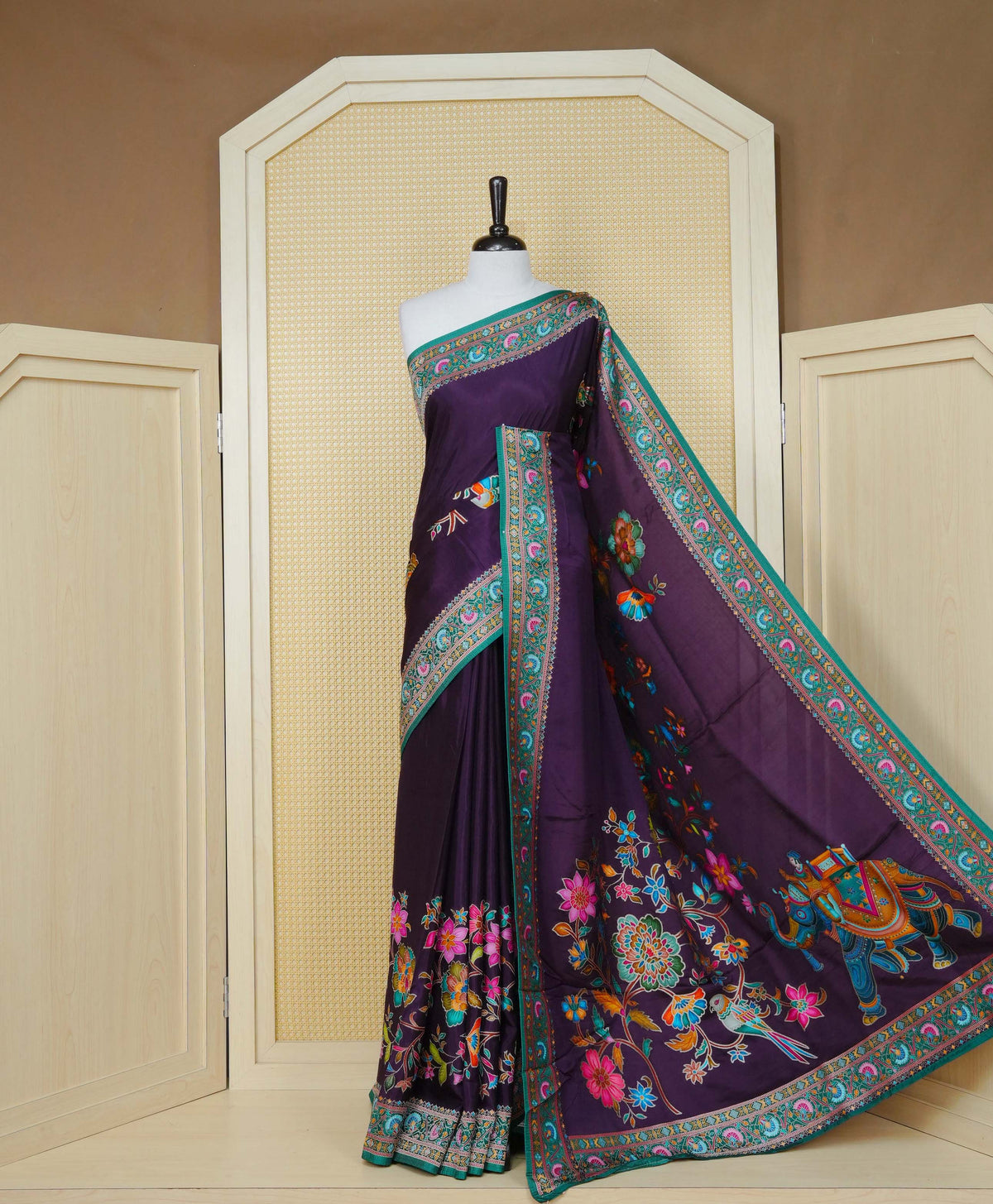 Purple Colour Pashmina Saree