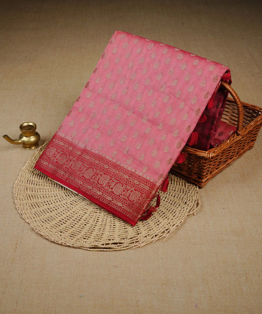 Peach colour Banarasi Chanderi silk saree
