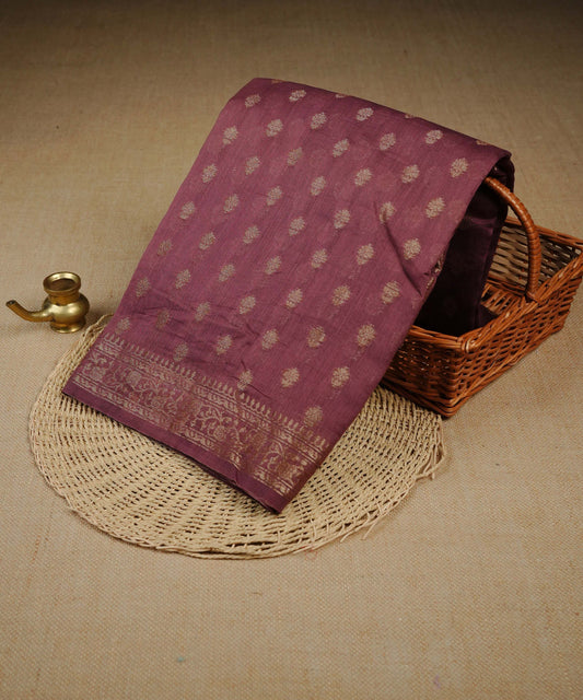 Dark Brown colour Banarasi Chanderi silk saree