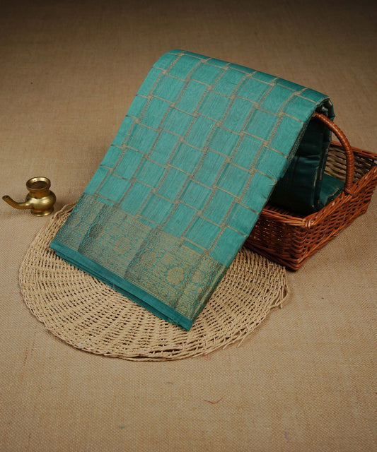 Teal Green colour Banarasi Chanderi silk saree