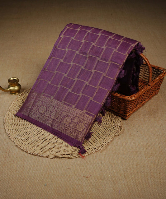 Burgundy colour Banarasi Chanderi silk saree