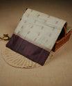 Olive Grey colour banaras Tusser silk saree