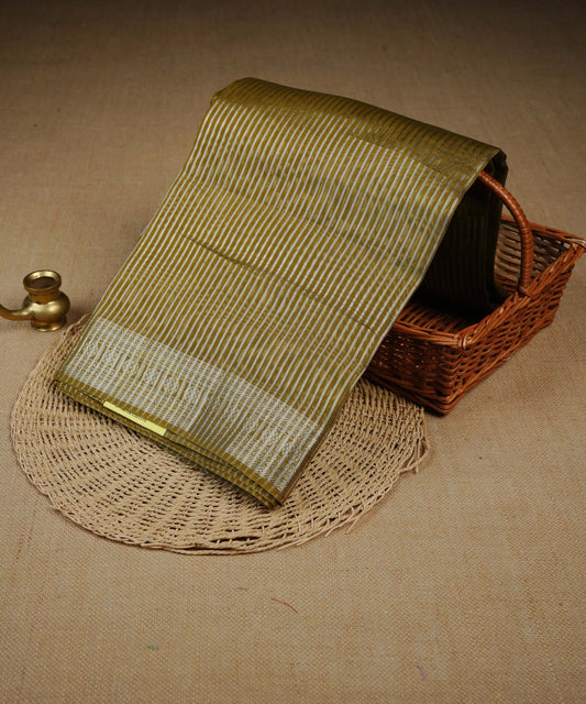 Olive colour Banarasi Chanderi silk saree