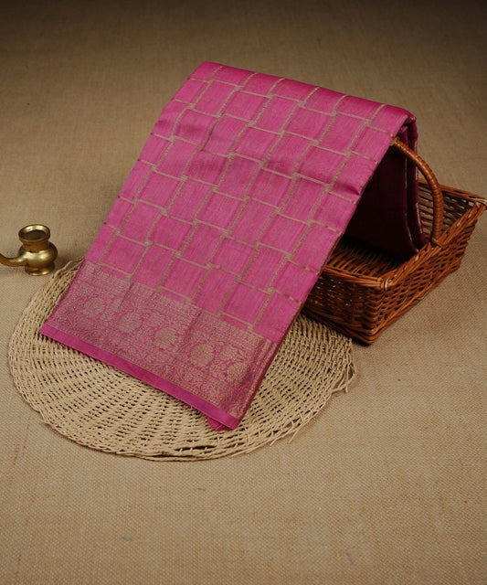 Onion pink colour Banarasi Chanderi silk saree
