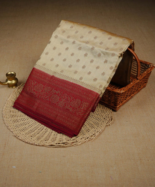 Royal Cream colour Banarasi soft silk saree