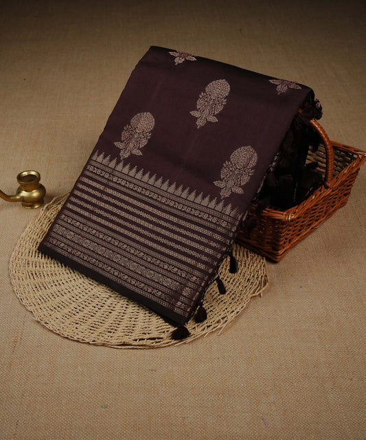 Brown colour Banarasi soft silk saree