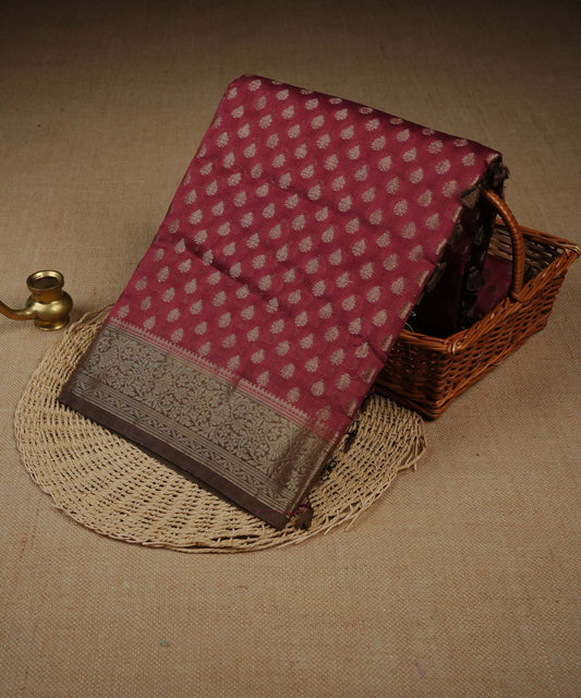 Maroon colour Banarasi Chanderi silk saree