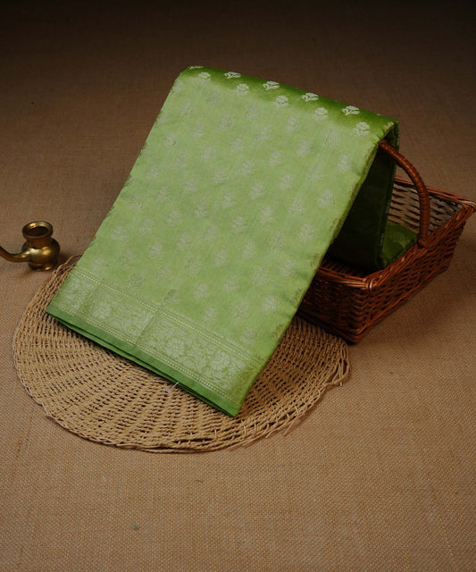 Light green colour Banarasi soft silk saree