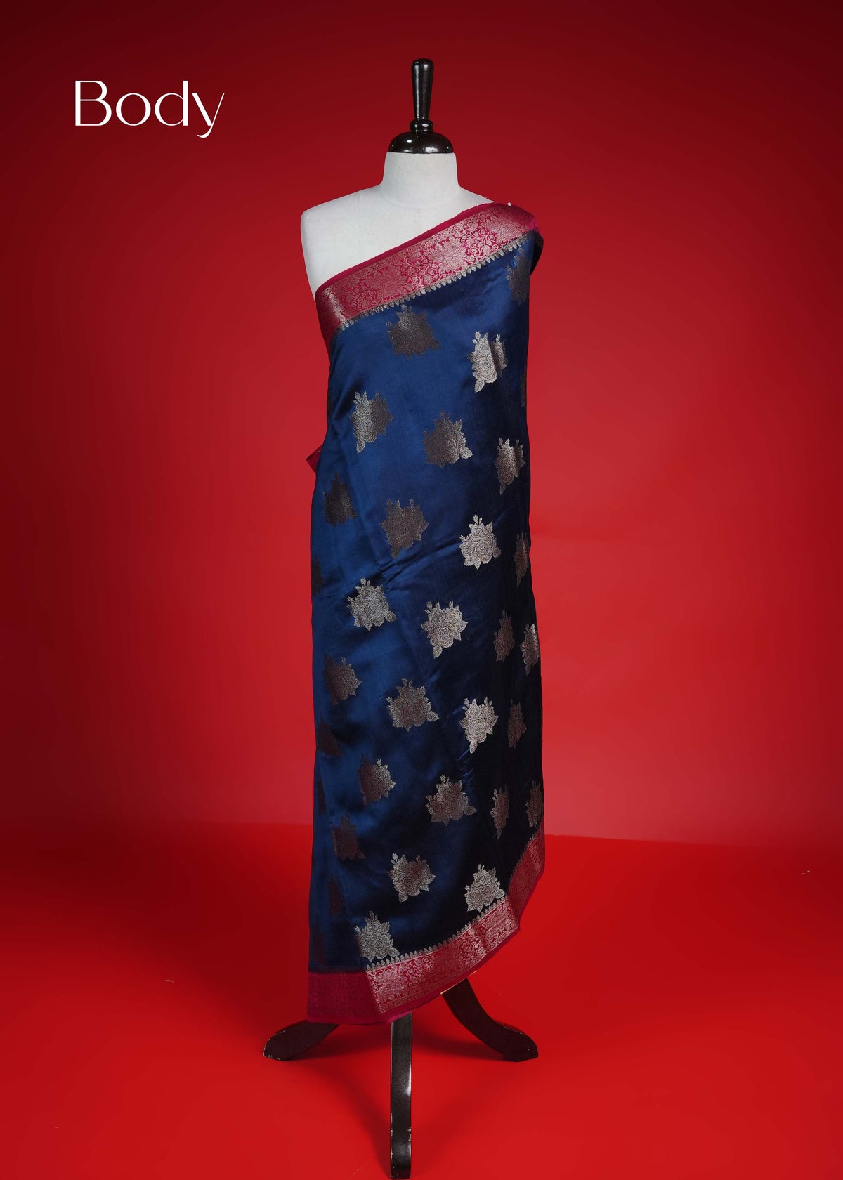 Dark Blue colour Banarasi soft silk saree