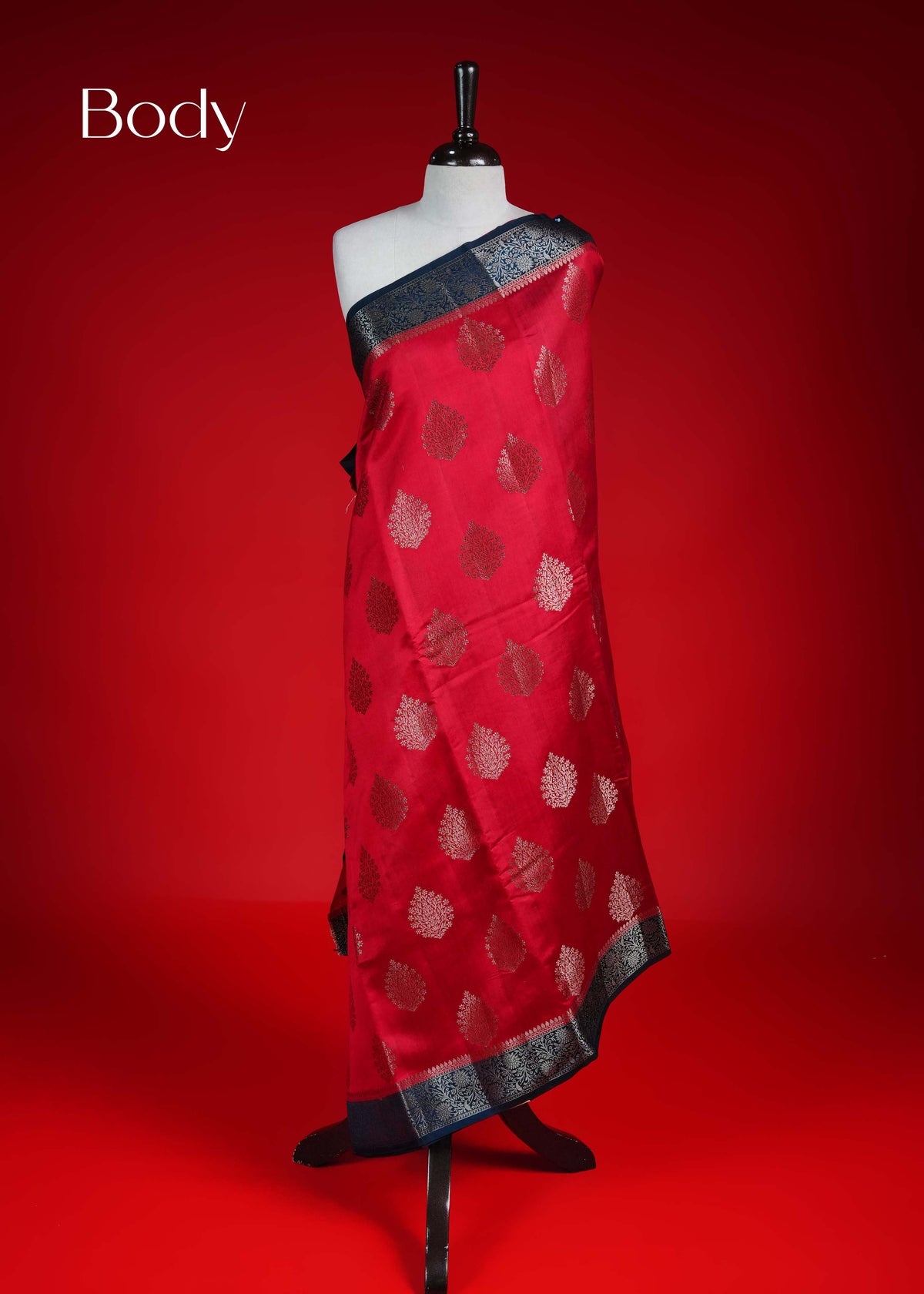 Red colour Banarasi soft silk saree