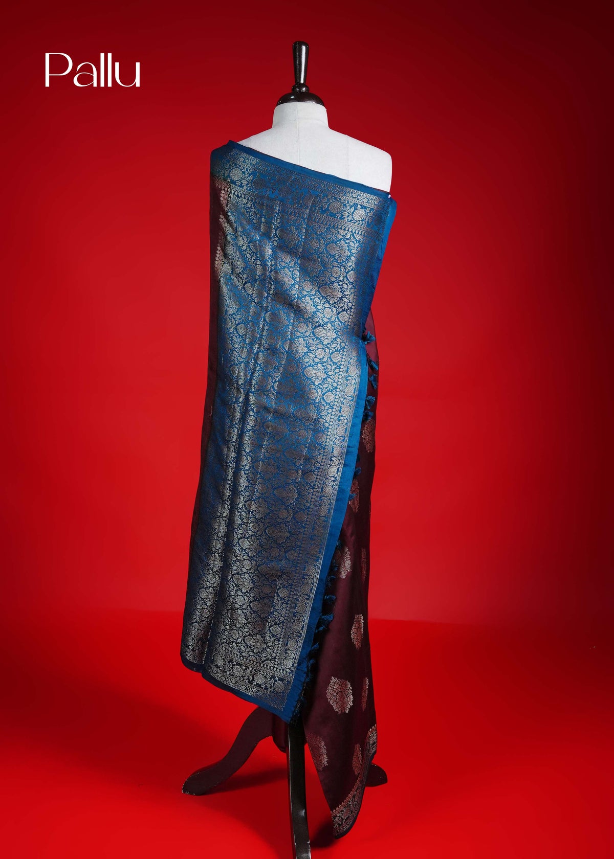 Maroon colour Banarasi soft silk saree