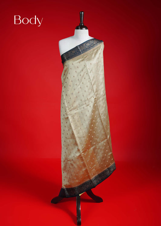 Royal cream colour Banarasi soft silk saree