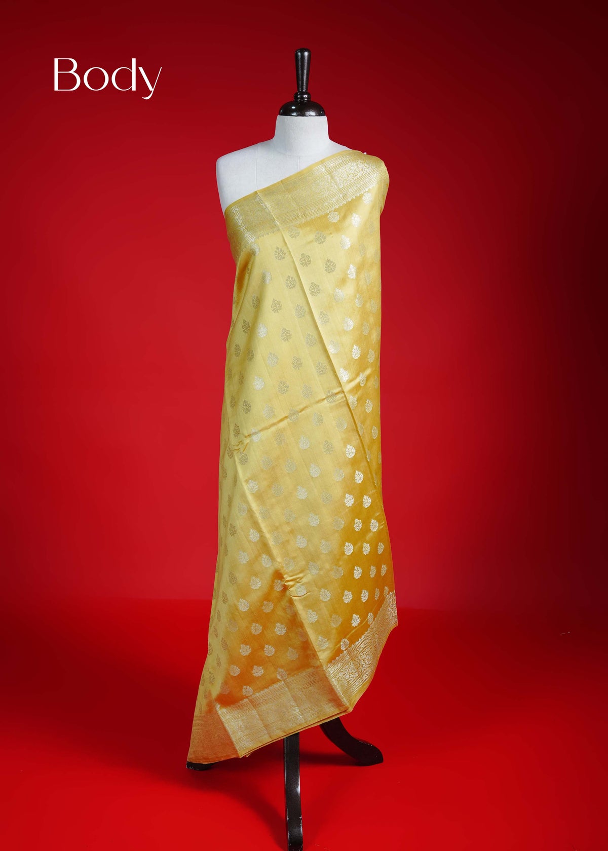 Yellow colour Banarasi soft silk saree