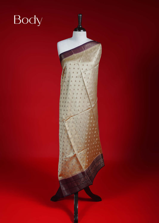 Royal Cream colour Banarasi soft silk saree