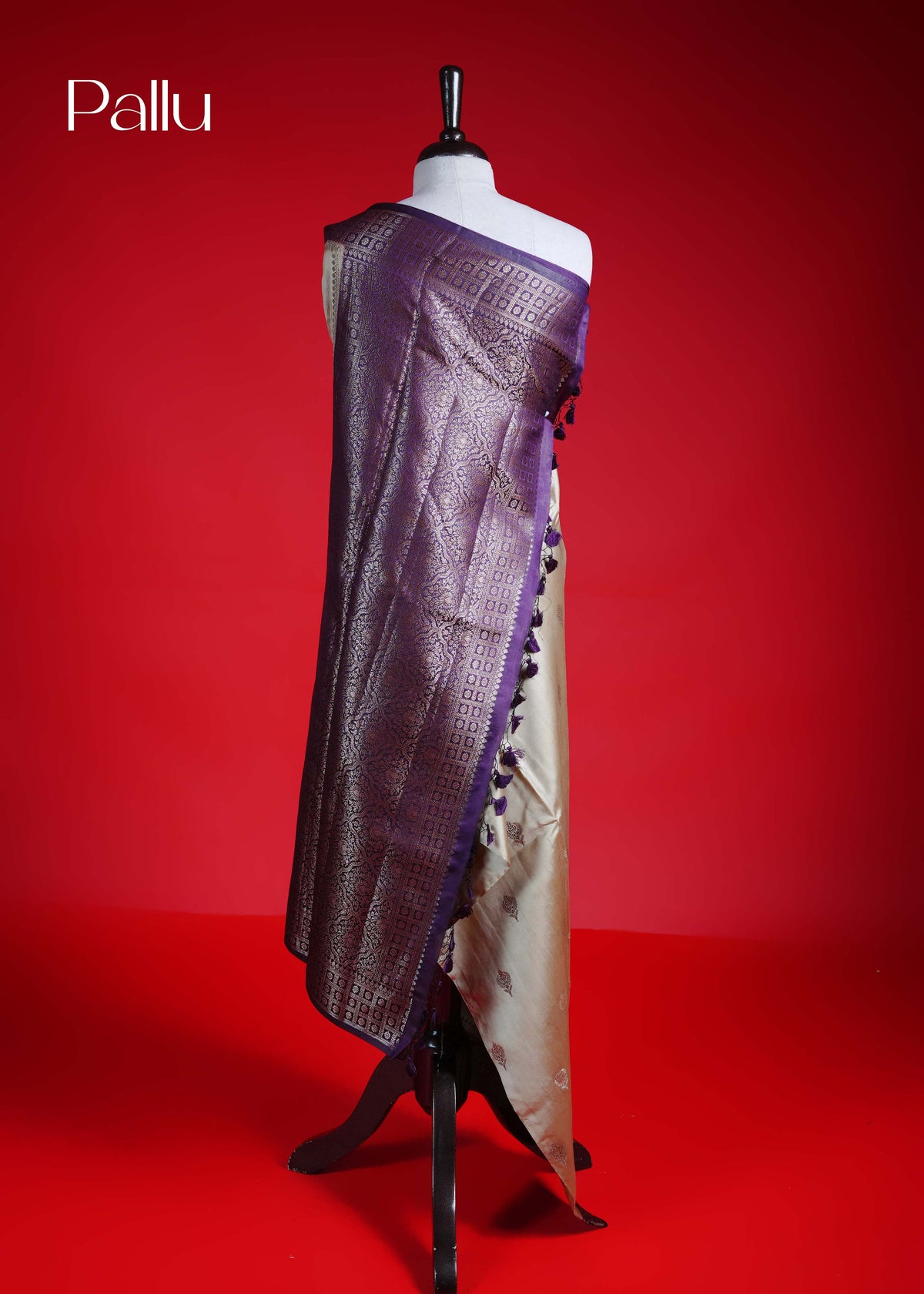 Royal Cream colour Banarasi soft silk saree