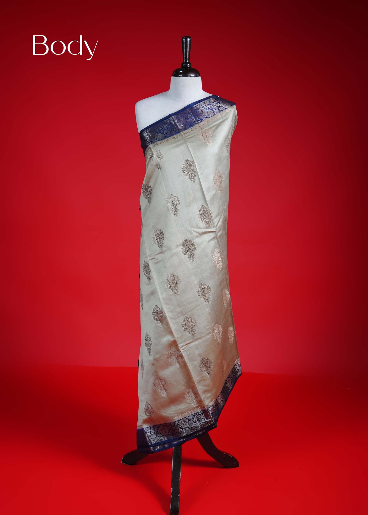 Royal cream colour Banarasi soft silk saree