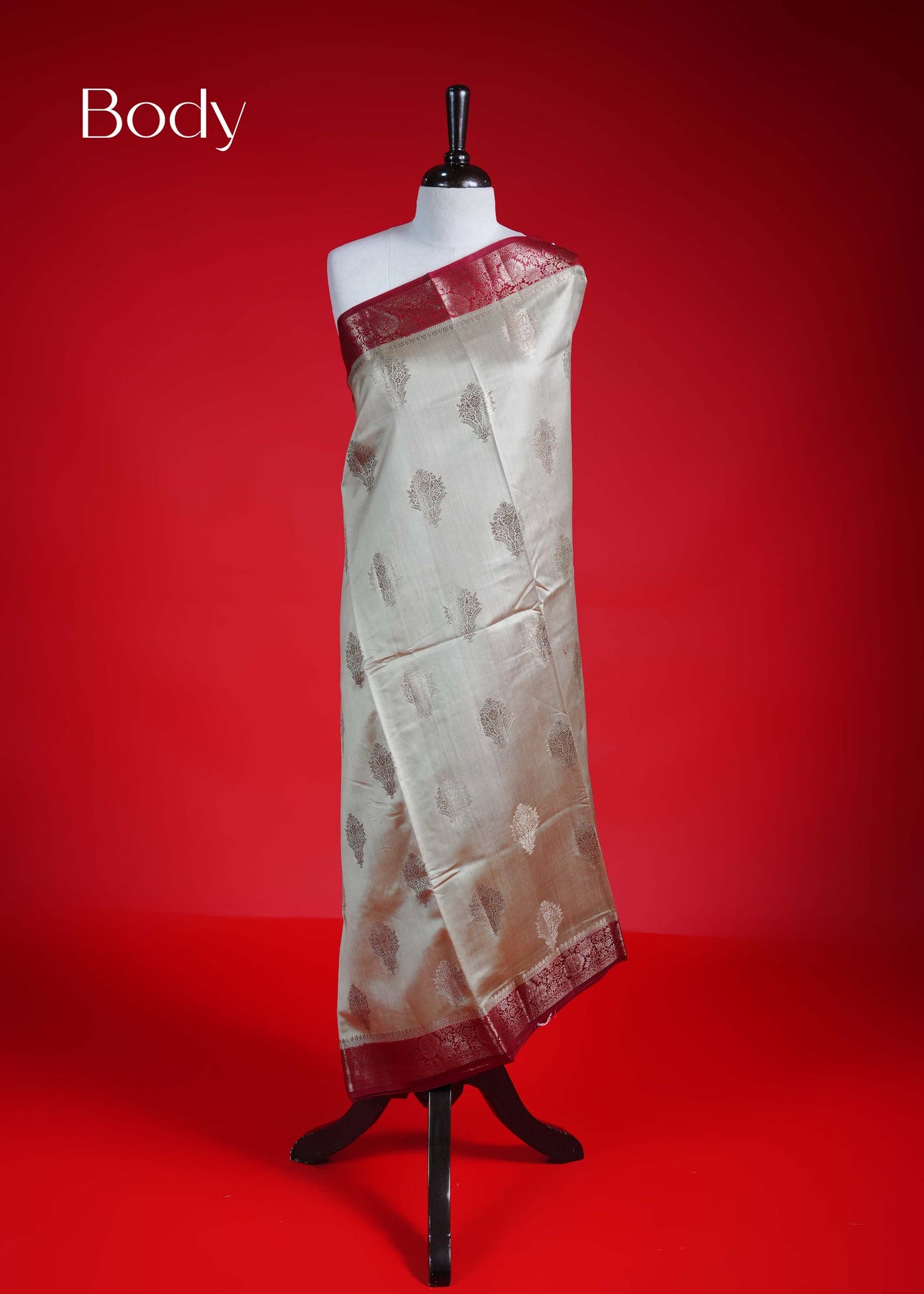 Royal Cream colour Banarasi soft silk saree