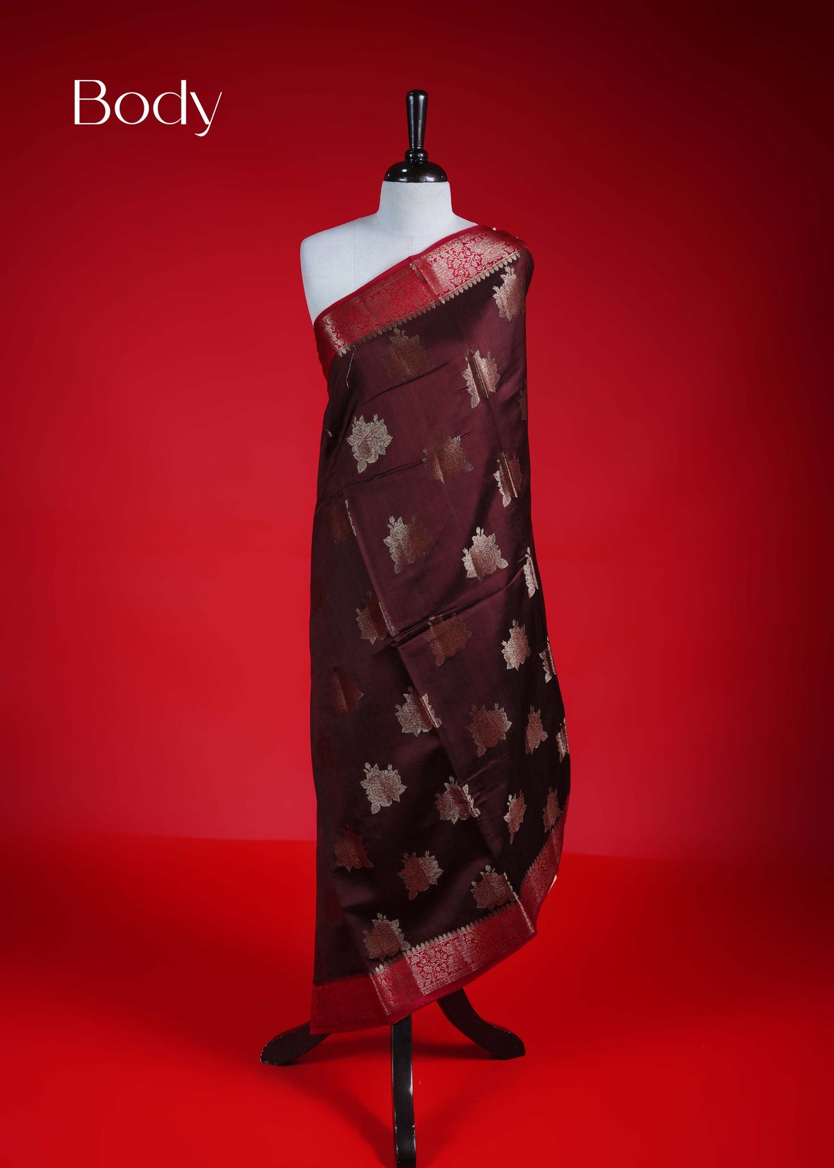 Brown colour Banarasi soft silk saree