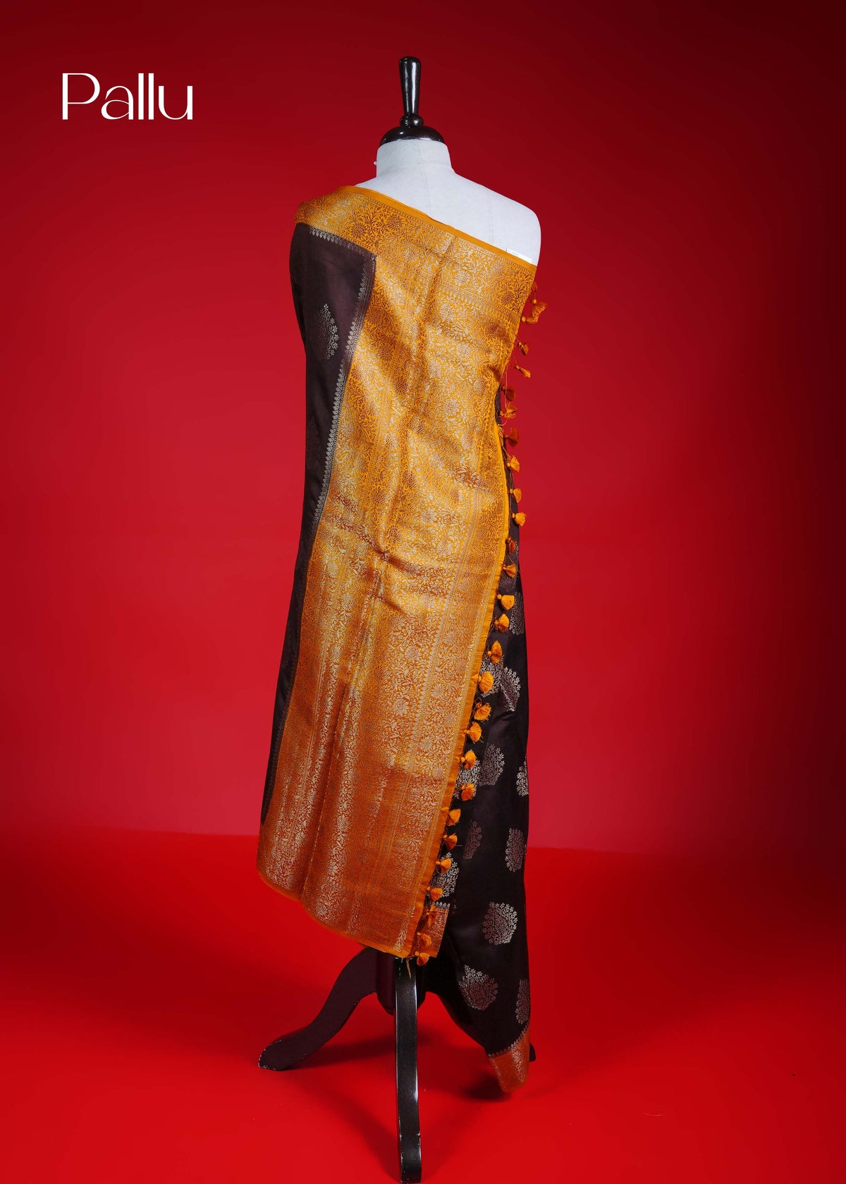 Brown colour Banarasi soft silk saree