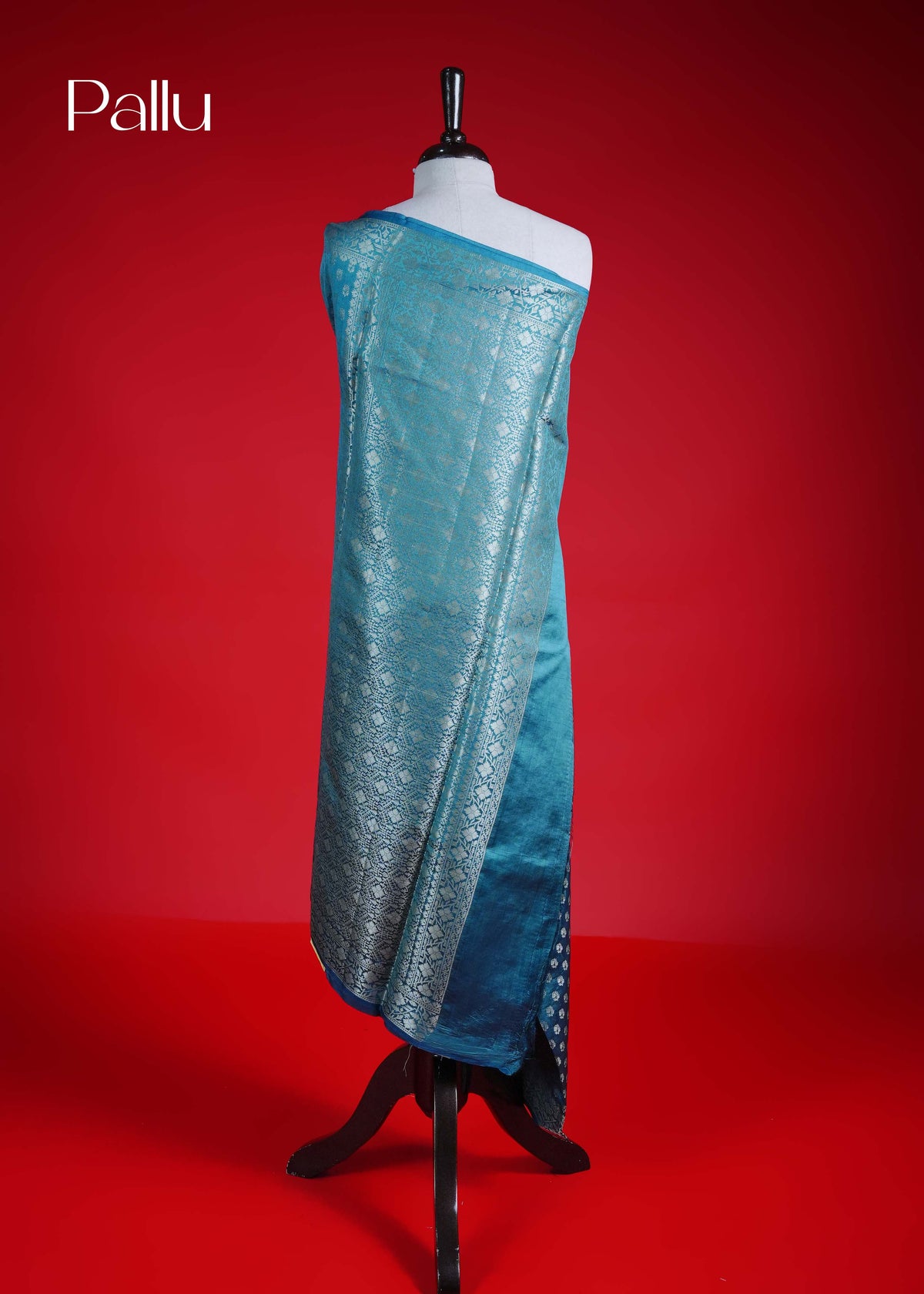 Teal colour Banarasi soft silk saree