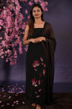 Black colour Georgette Salwar material featuring Beautiful thread with sequent Branch detailing, santoon Material bottom including lining, multi design print same material dupatta.