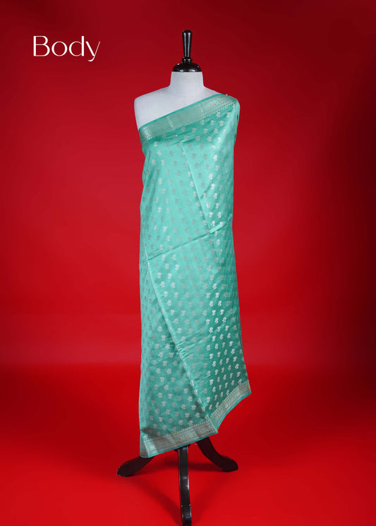Mint green colour Banarasi soft silk saree