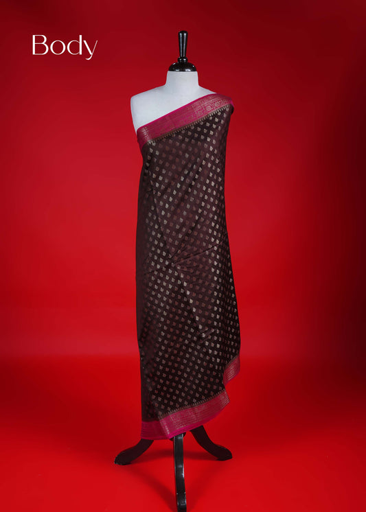 Brown colour  Banarasi soft silk saree