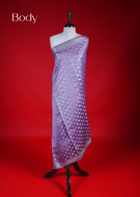 Lavender colour Banarasi soft silk saree