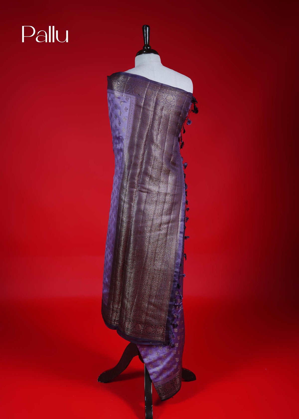 Lavender colour Banarasi soft silk saree
