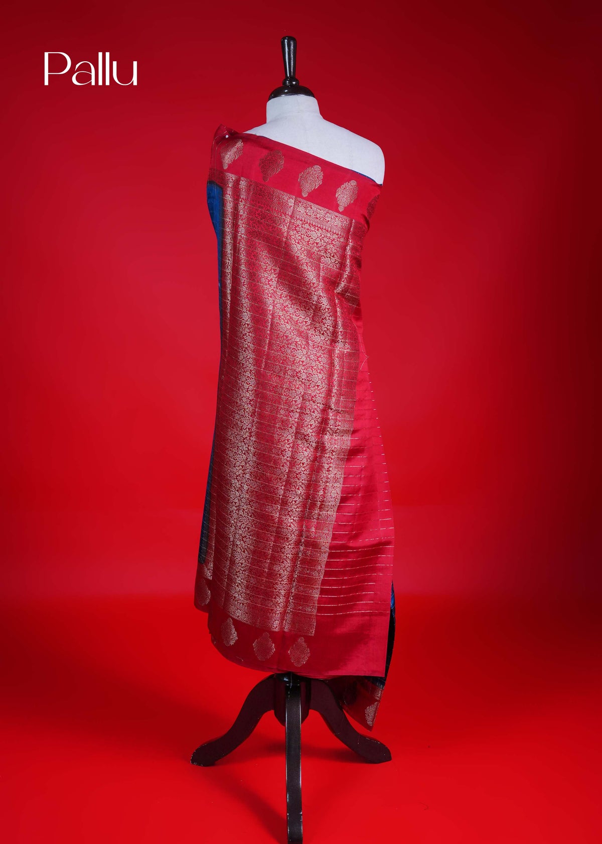 Blue colour Banarasi soft silk saree