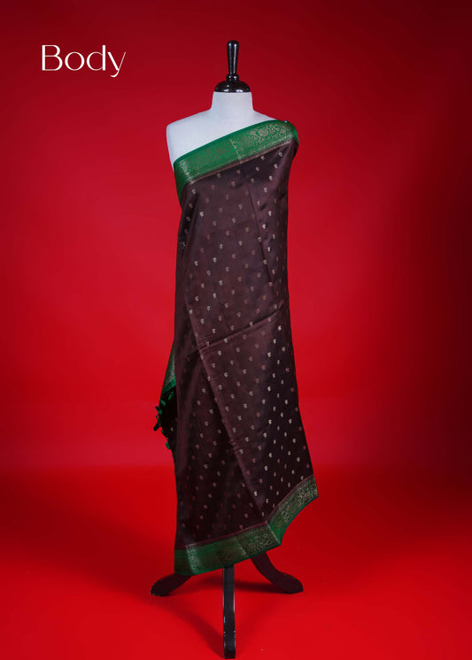 Brown colour Banarasi soft silk saree