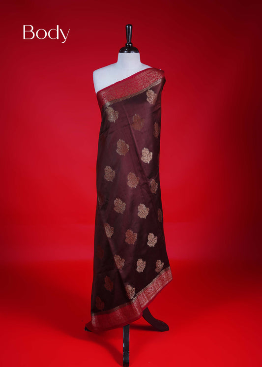 Brown colour Banarasi soft silk saree