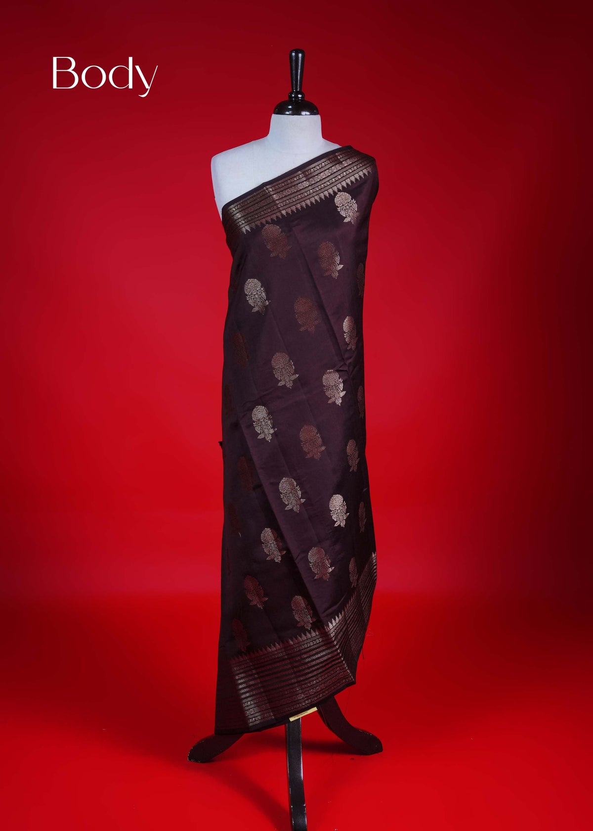 Brown colour Banarasi soft silk saree