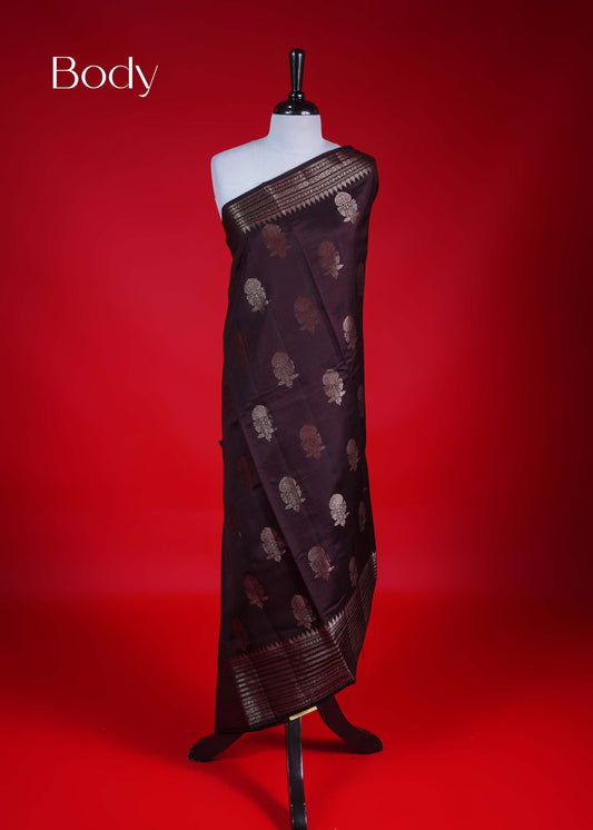 Brown colour Banarasi soft silk saree