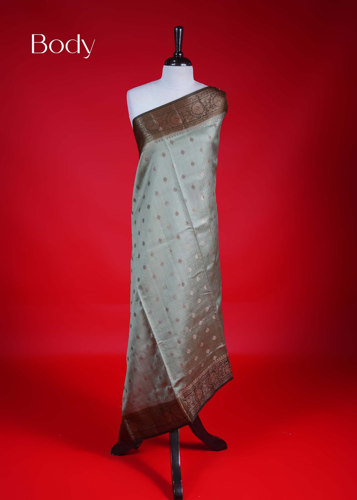 Olive colour Banarasi soft silk saree