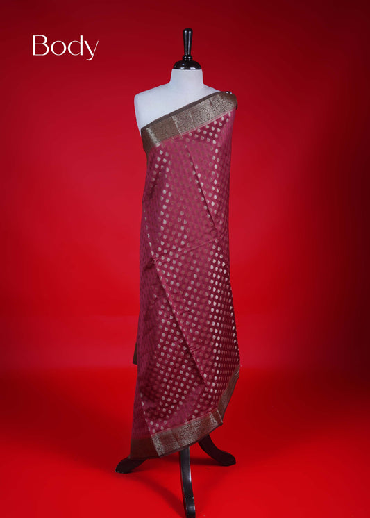 Maroon colour Banarasi Chanderi silk saree