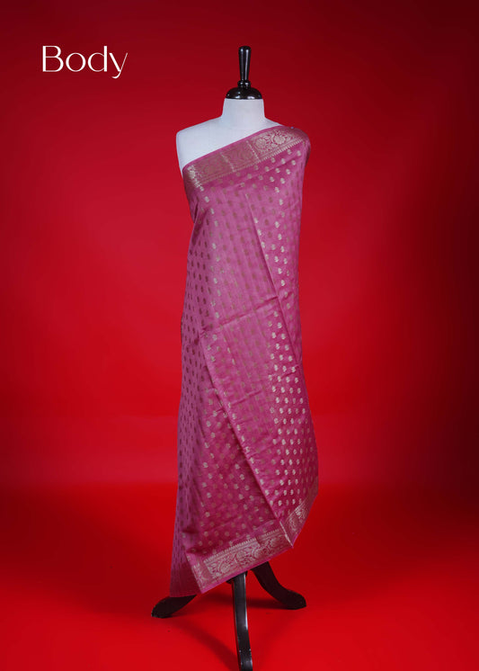 Camelia rose colour Banarasi Chanderi silk saree