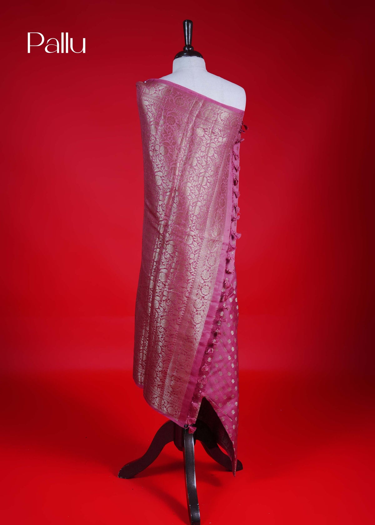 Camelia rose colour Banarasi Chanderi silk saree