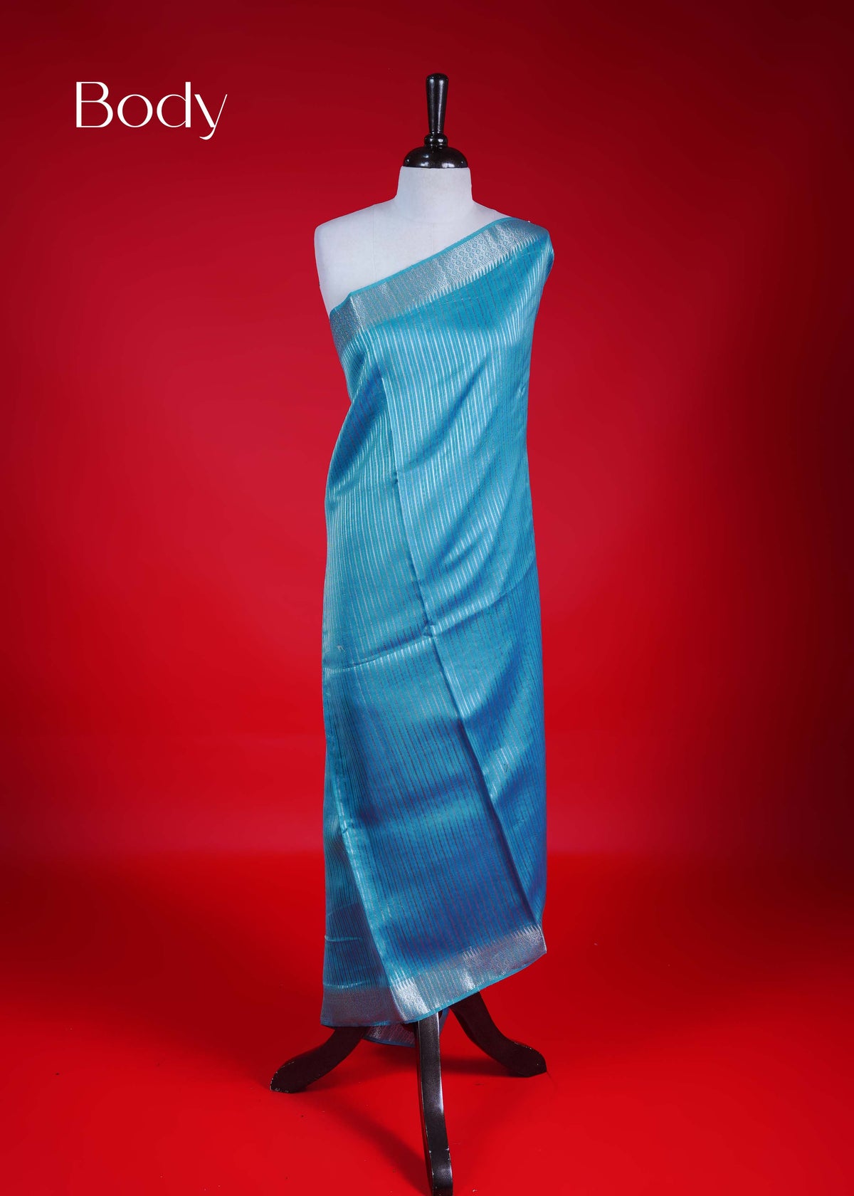 Teal blue colour Banarasi Chanderi silk saree