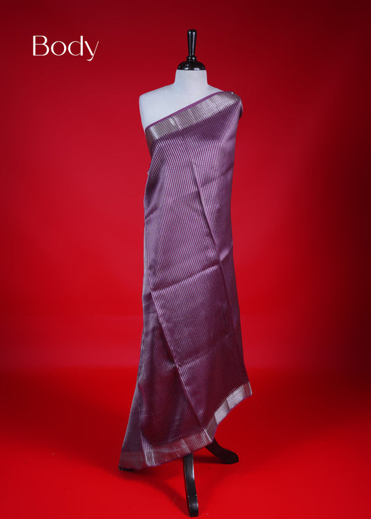 Burnt Burgundy colour Banarasi Chanderi silk saree