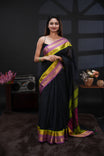 Black Colour Mul Cotton saree