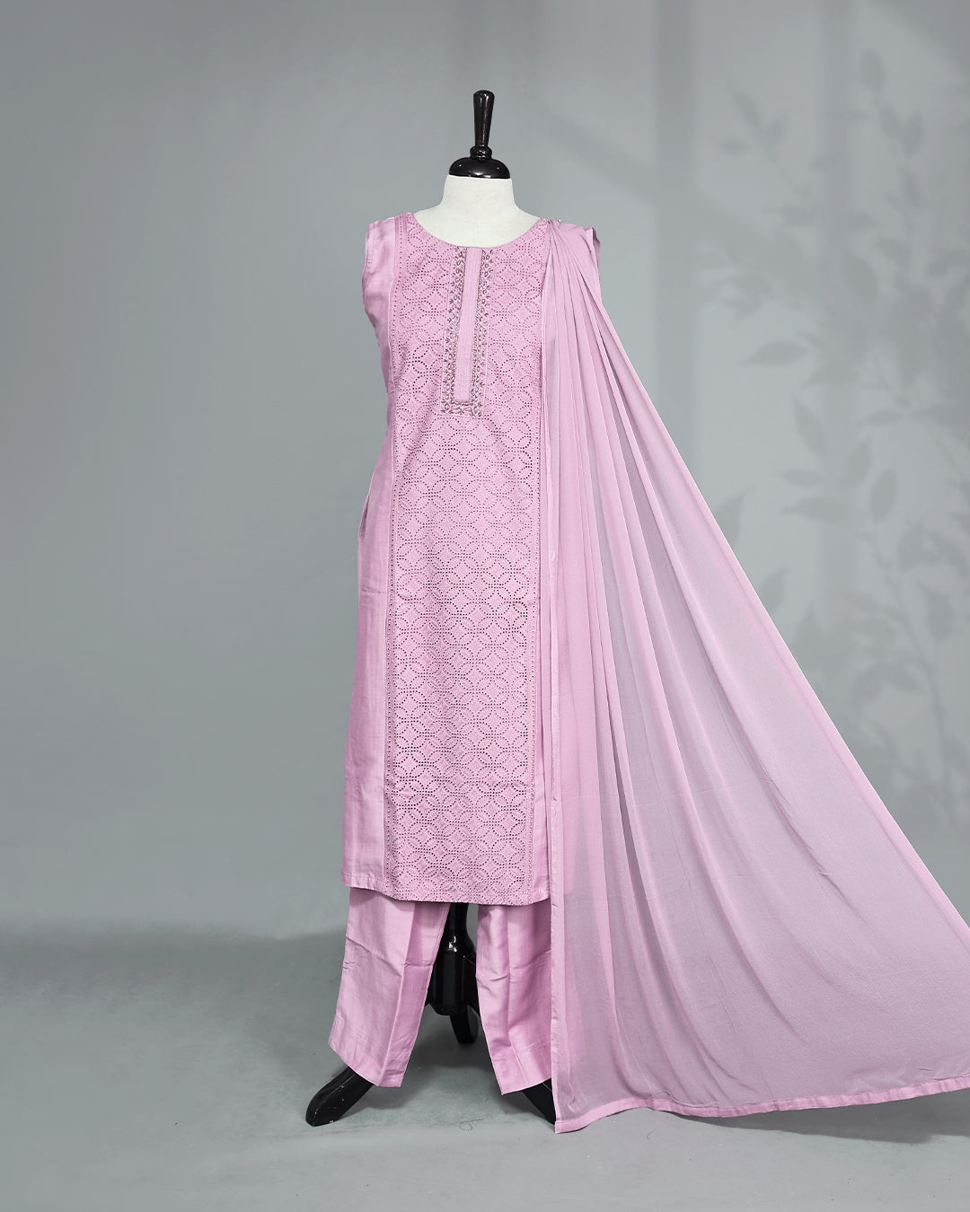 Pink colour Salwar set comes top with Beats & cutbeats on body, paired with matching bottom and dupatta.