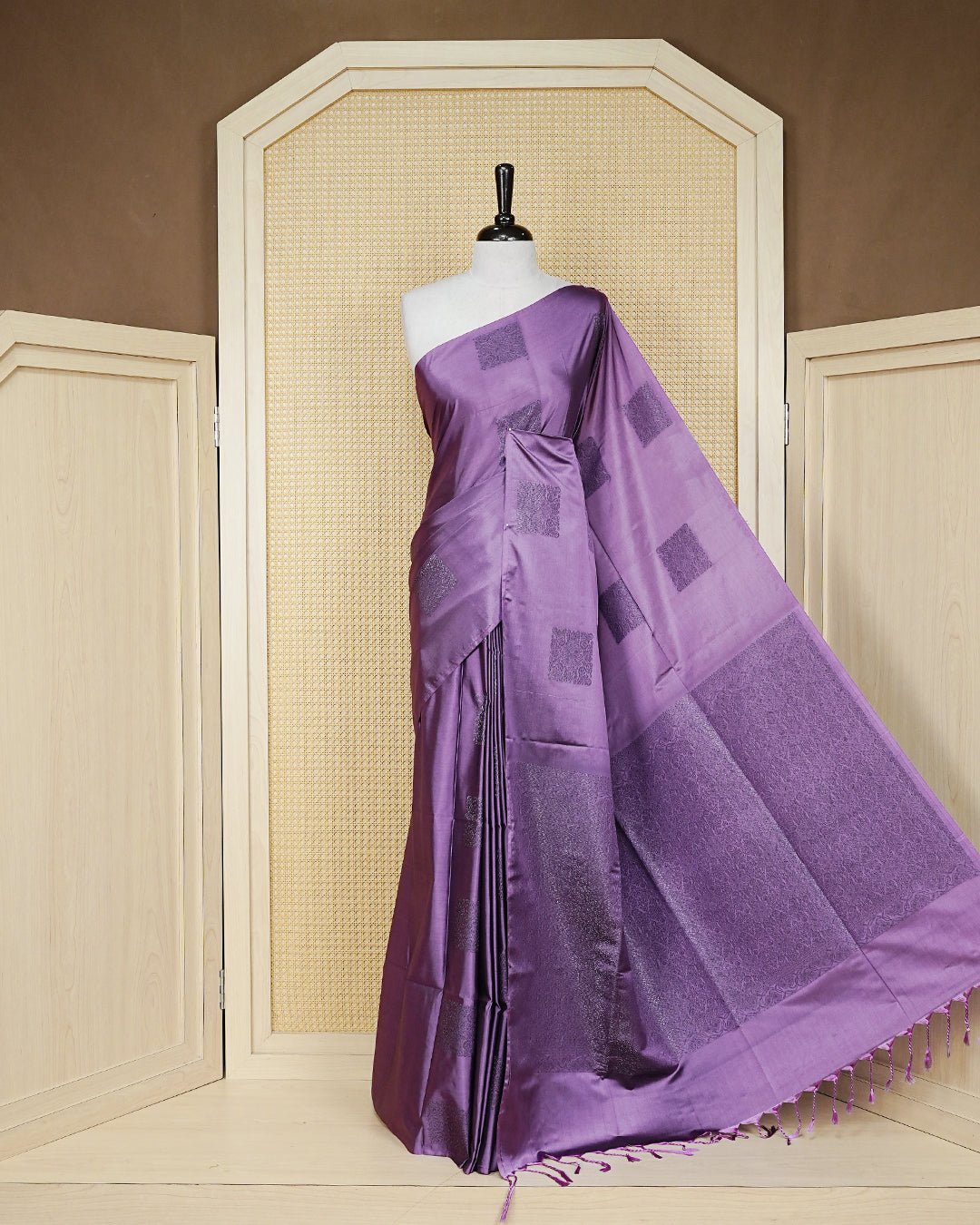 Lavender colour soft silk saree