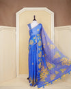 Blue coloured semi linen saree