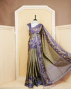 Olive green colour semi linen saree